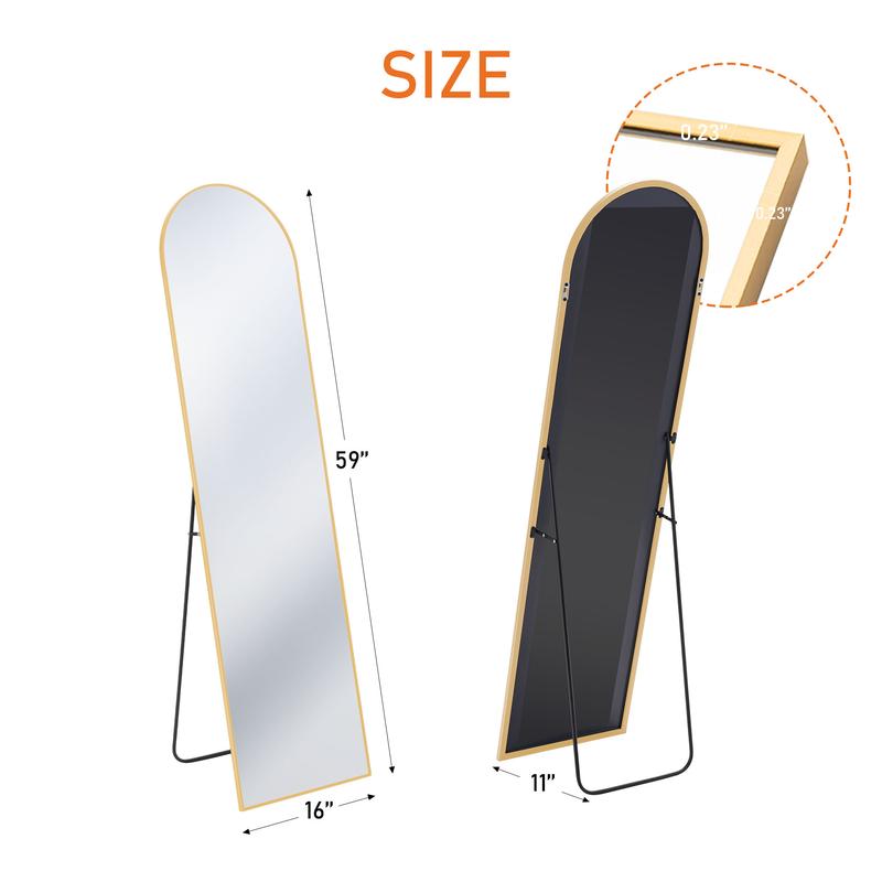 Crafted Comforts Full Length Mirror Body Mirror with Stand Aluminum Alloy Thin Frame for Living Room Bedroom Cloakroom Decor