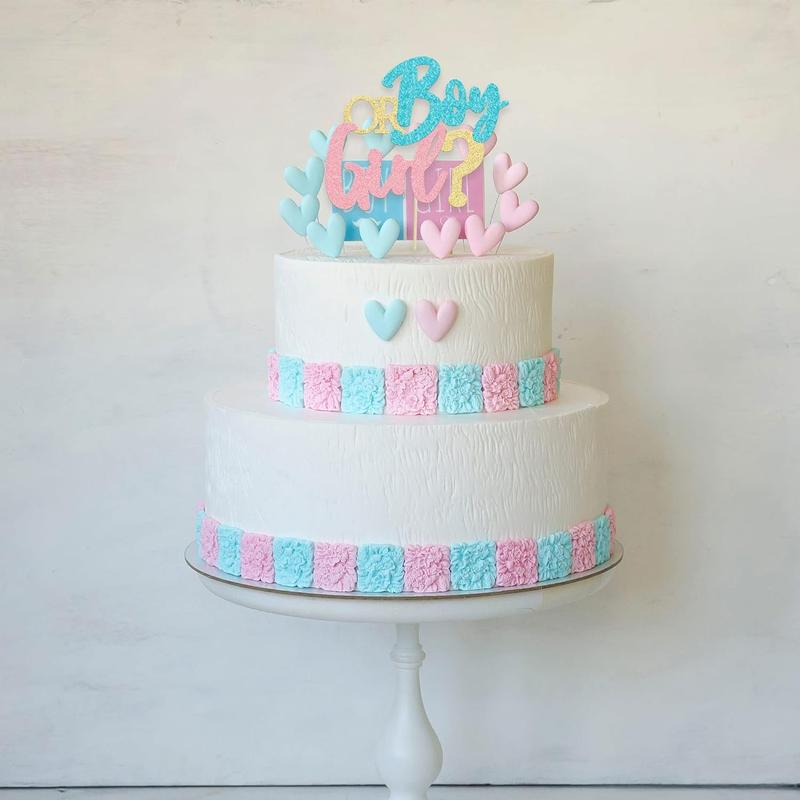 Boy or Girl Cake Topper Glitter Pink or Blue Cake Pick Gender Reveal Cake Decorations for  Shower Gender Reveal Theme  Boys Girls Birthday Party Decoration Supplies