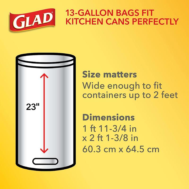 Glad Tall Kitchen Drawstring Trash Bags - Odorshield 13 Gallon White Trash Bag, Febreze Fresh Clean, 110 Count n