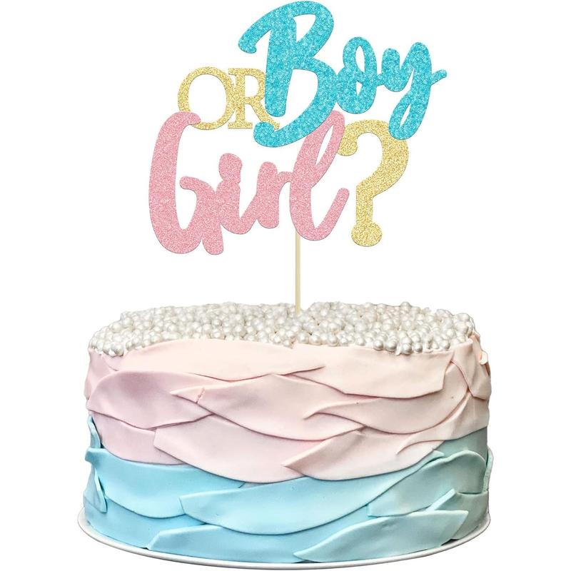 Boy or Girl Cake Topper Glitter Pink or Blue Cake Pick Gender Reveal Cake Decorations for  Shower Gender Reveal Theme  Boys Girls Birthday Party Decoration Supplies