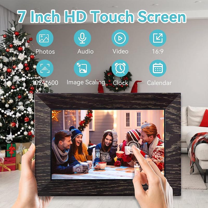 7 Inch Digital Picture Frame WiFi Digital Photo Frame, IPS HD Touch Screen Smart Photo Frame, 16GB Storage, Auto-Rotate, Easy Setup, Share Photos Videos via Uhale App from Anywhere