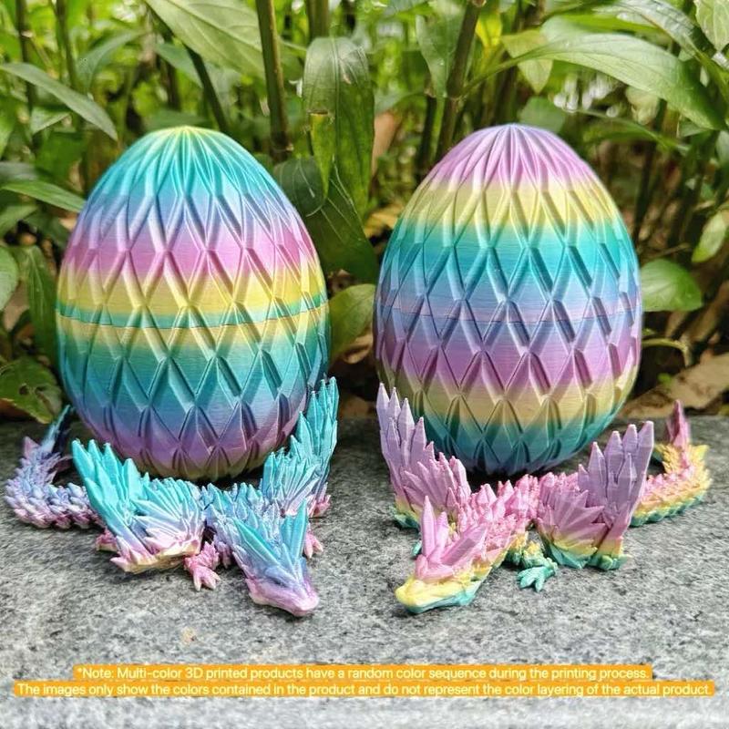 3D Printed Flying Dragon & Dragon Egg Set, 1 Set Colorful Articulated Rhombic Dragon, Creative Desktop Ornament for Home Office School Car