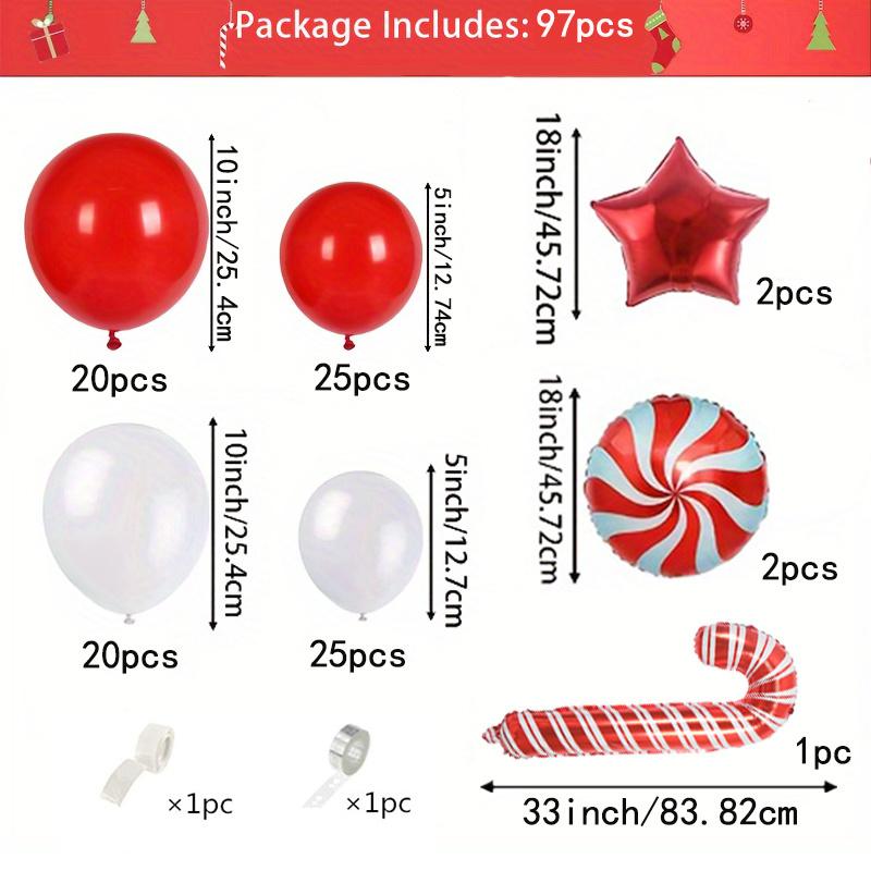 97pcs Vibrant Christmas Balloon Garland Arch Kit - Includes Red, White, and Red Star Latex Balloons, No Power Required, Easy to Assemble Perfect Festive Party Decorations for Christmas, Mardi Gras, New Year, Family Reunion, Other Cele