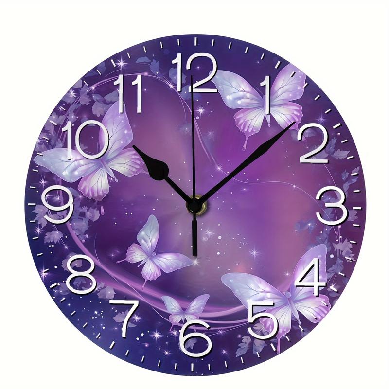 1pc 10in Silent Butterfly Decorative Wall Clock for Home Kitchen Bedroom Bathroom, AA Battery (Not Included)