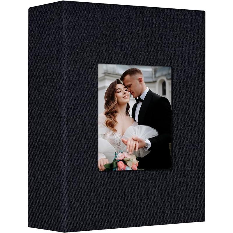 1pc Photo Album 4x6in with 100 300 600 Pockets,Slip-in Picture Albums,Linen Cover Memory Book with Front Window,White Page Vertical Photo Book for Wedding,Family,Anniversare,Baby,Vacation Decor beetlejuice frame