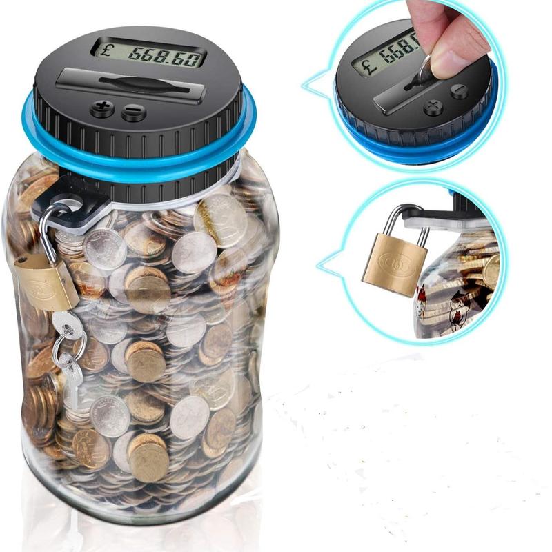 Counting Coin Bank without Battery, Large Capacity Saving Challenge Jar with Lcd Display and Lock, Cash Saving Box, Creative Coin Storage Box, Adjustable Amount Piggy Bank, Boyfriend Gifts, Room Decor