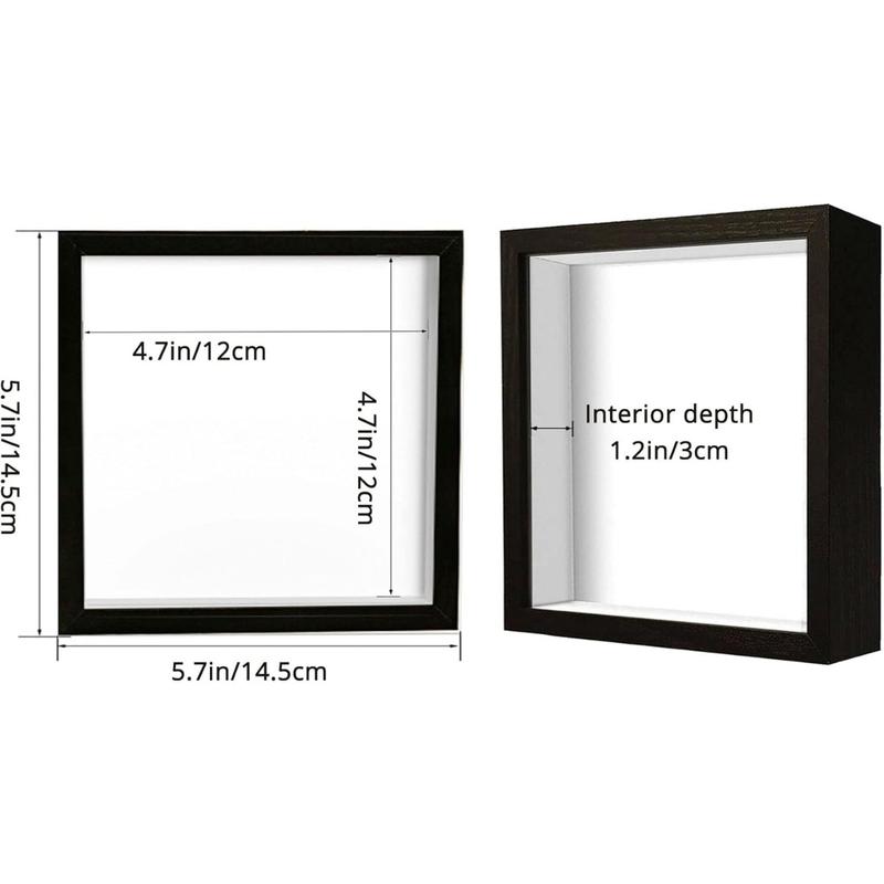 Small Shadow Box Frame 5x5, Wood with glass, Display Case Box for Memorabilia, Medal, Crafts,Tickets and Photos, Picture Frame for Wall and Tabletop (Black, 5x5)