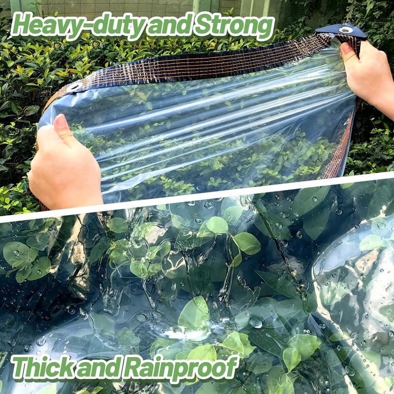 8.2 x 9.8 ft Thicken Clear Tarp Waterproof - 5 mil Anti-Tear Garden Rainproof Transparent Poly Tarpaulin, Windproof & Snowproof Shed Cloth with Grommets Rope for Henhouse Porch Greenhouse Camping christmas ornaments 2024