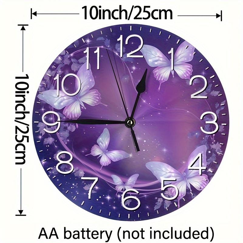 1pc 10in Silent Butterfly Decorative Wall Clock for Home Kitchen Bedroom Bathroom, AA Battery (Not Included)