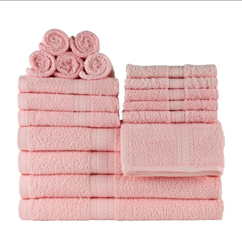 Basic Solid 18-Piece Bath Towel Set Collection, Available in multiple colors Hand Stripe