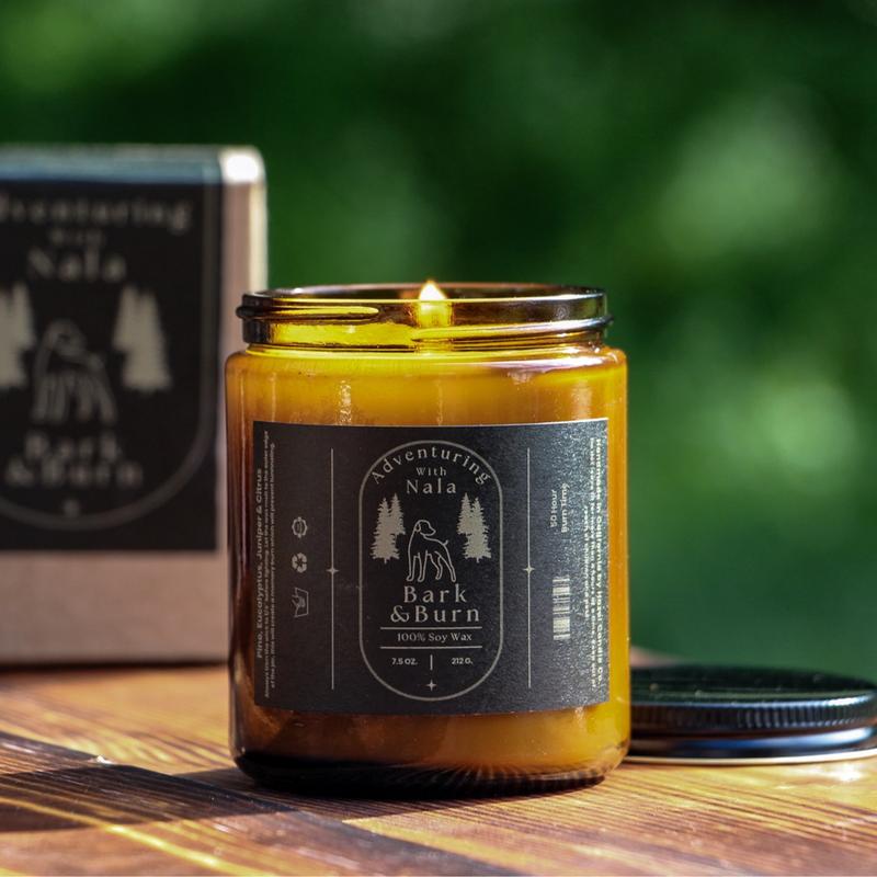 Bark & Burn Limited Edition Candle by Adventuring with Nala - Woodsy Scented, Handmade with Natural Soy Wax Decor Fragrance