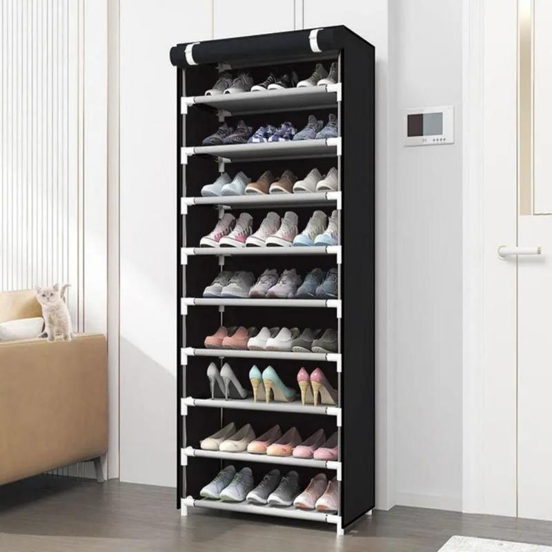 Non-woven Multi-layer Steel Tube Shoe Cabinet Shoe Rack Zipperless Dustproof Family Multi-functional Shoe Rack, for Family Room Decorative Organiser