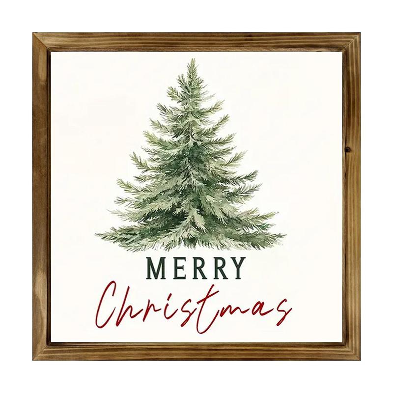 Wooden Frame Merry Christmas Sign, 1 Count Farmhouse Style Wall Decor, Wall Hanging Decor for Home Living Room Office, Home Decor