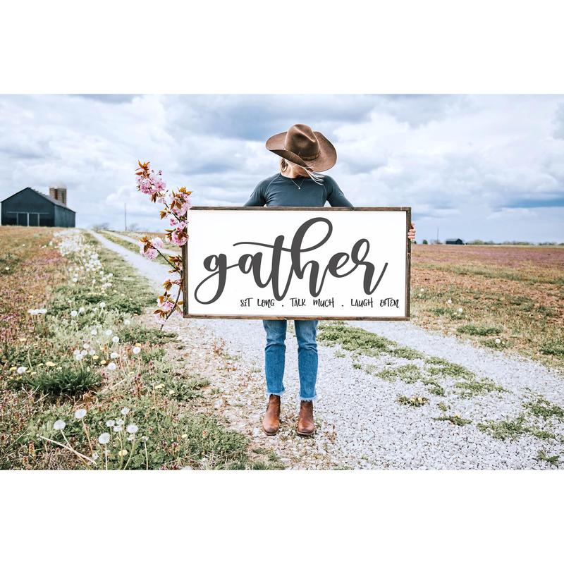 Crawford Gather Sign, Gather Family Sign,  Wedding Gift, Anniversary Sign, Farmhouse Sign, Unframe Decor Glossy