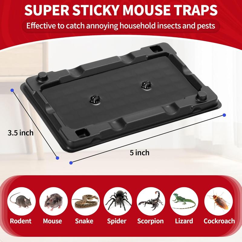 Mouse & Insect Glue Traps, 12 Pack Adhesive Glue Traps, Pre-Baited Glue Boards Non-Toxic Bulk Mouse Traps Indoor for Mole, Cockroach, Flea, Insects, Rodent, Bug, Pet Safe for House & Garage