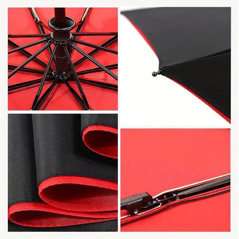 10 Ribs Folding Umbrella, 1 Count Windproof Automatic Umbrella, Fashionable Umbrella for Sunny and Rainy Weather, Simple Design Umbrella for Travel