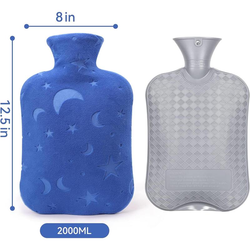 Hot Water Bottle with Soft Cover, 2L Hot Water Bag for Menstrual Cramps, Neck and Shoulder , Hot and Cold Therapies, Hand Feet Warmer