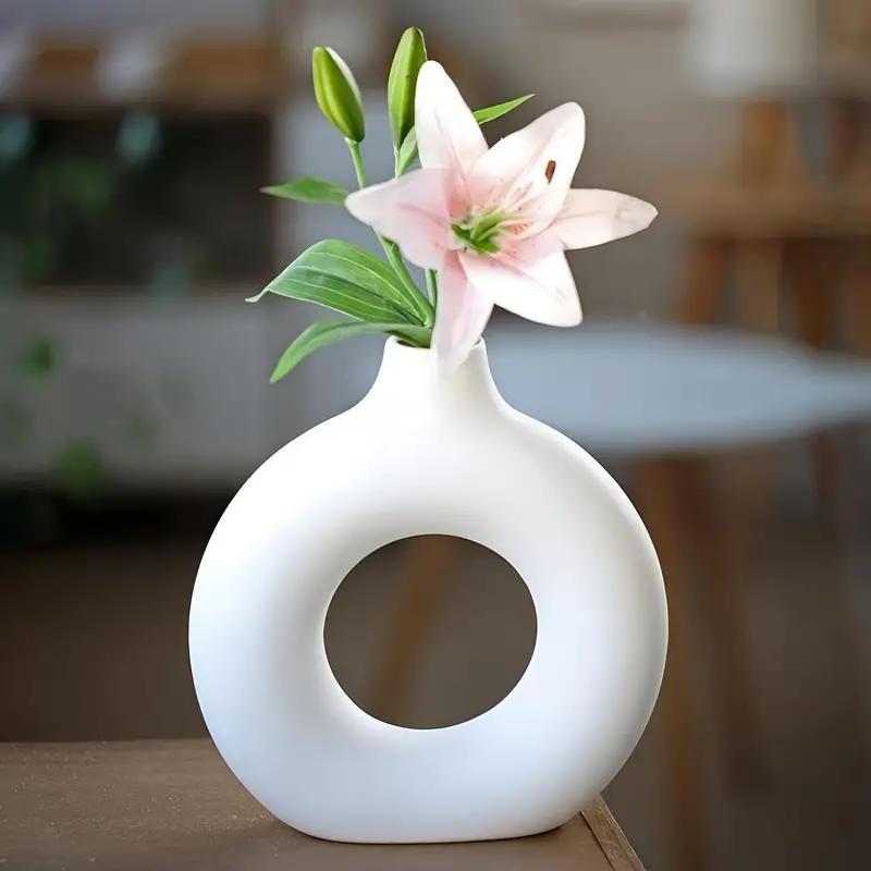 Modern Plastic Vase without Flower, 1 2 Counts Flower Vase, Decorative Vase for Home Living Room Bedroom Dining Room, Home Decor Supplies