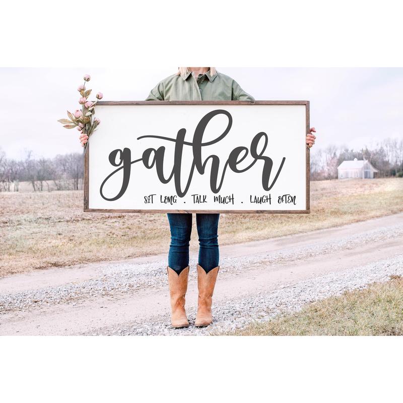 Crawford Gather Sign, Gather Family Sign,  Wedding Gift, Anniversary Sign, Farmhouse Sign, Unframe Decor Glossy