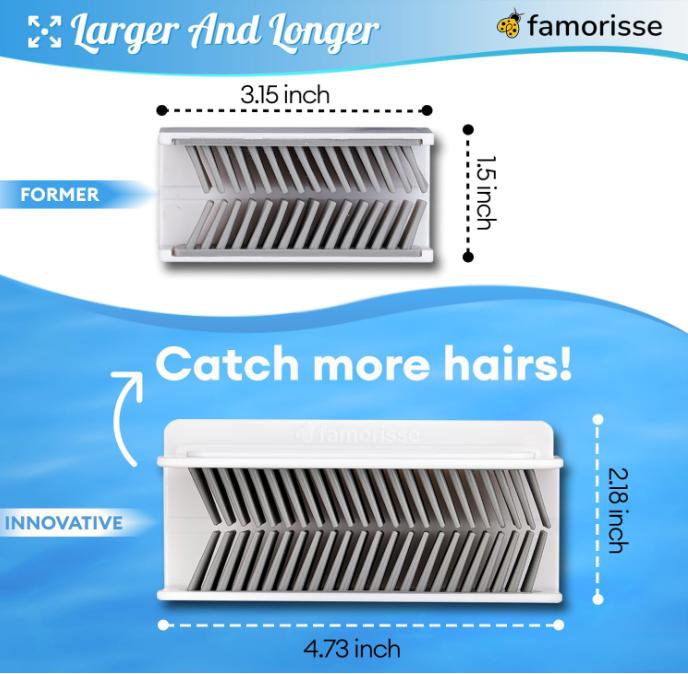 Large Shower Wall Hair Catcher, White Drain Hair Catcher with Silicone Bristle, Hair Trapper, Shower Drain Collector, Hair Grabber, Hair Tub Porcupine, Hair Drain Catcher, Bathtub Protector FAMORISSE