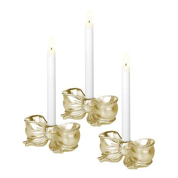 August & Leo Bow Candle Holders with Flameless Candles - Set of 3