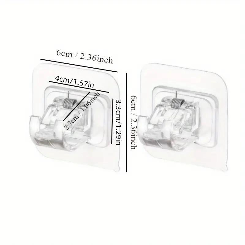 Clear Plastic Window Curtain Rod Hook, No Drilling Curtain Rod Holder, Wall Mounted Window Curtain Rod Bracket, Window Hardware for Home Office