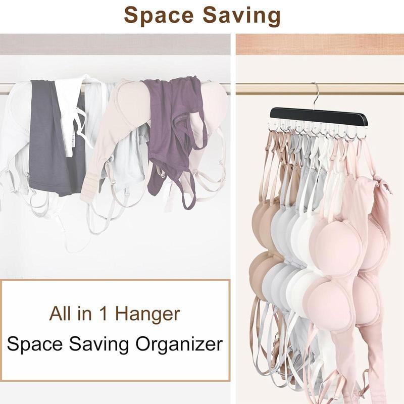 Wooden Bra Hanger, 1 Count 20 Hooks Capacity Foldable Bra Hanger, Space Saving Hanger for Dorm & Apartment