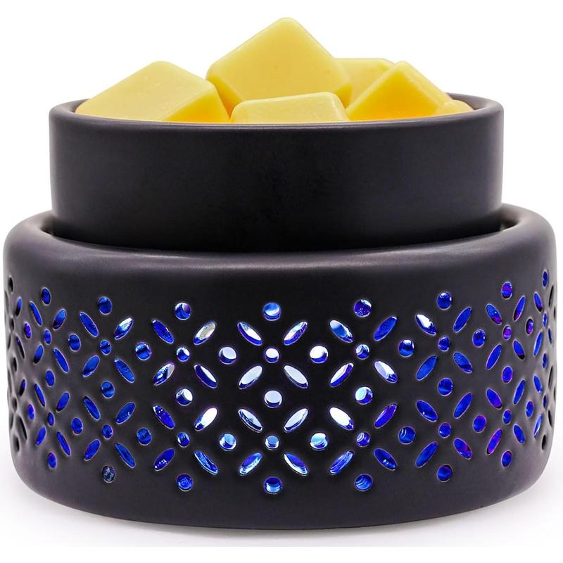 Ceramic Wax Melt Warmer - 7 Colors Changing LED Light Candle Wax Warmer for Scented Wax, Electric Fragrance Wax Melter for Home, Office, Bedroom Decor, and Gifts Ornaments Decoration