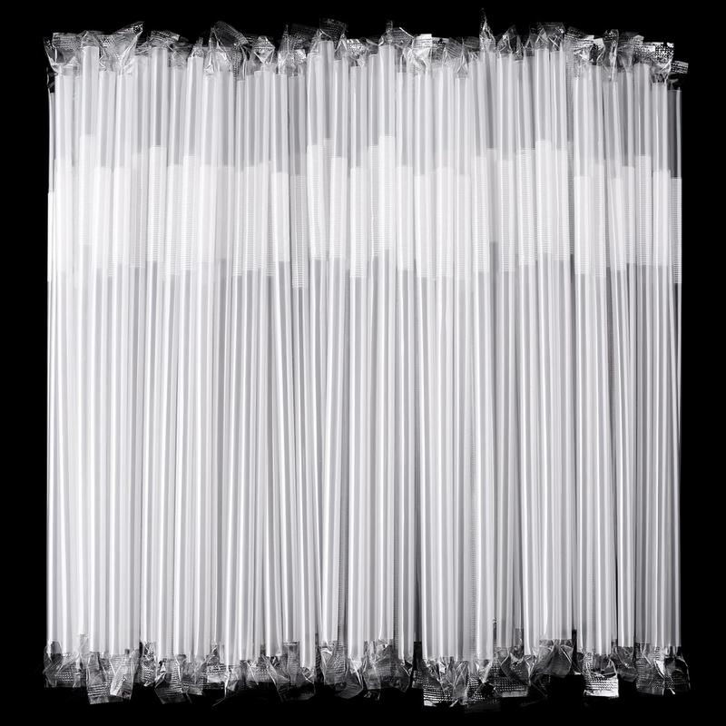 [Individually Wrapped] 100  Clear Flexible Plastic Straws, Disposable Bendy Straws, 10.2