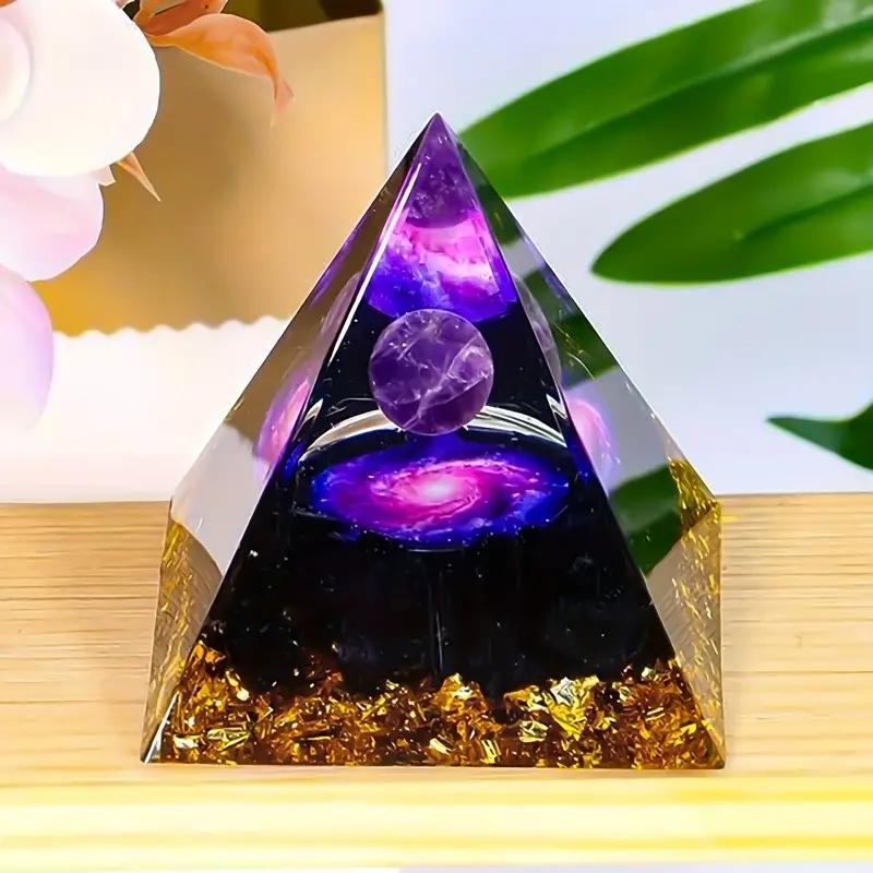 Creative Orgone Pyramid for Positive Energy, Desktop Decorative Ornament, Home Decor for Living Room Bedroom Office