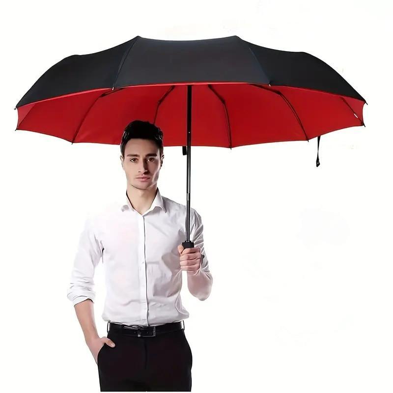 10 Ribs Folding Umbrella, 1 Count Windproof Automatic Umbrella, Fashionable Umbrella for Sunny and Rainy Weather, Simple Design Umbrella for Travel