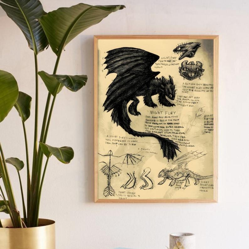 How to Train Your Dragon Poster, How to Train Your Dragon Wall Art, Toothless Poster, Vintage Toothless Poster