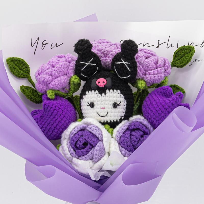 YShomy Handmade Crochet Flowers Bouquet with Brooch and Greeting Card for All Occasions