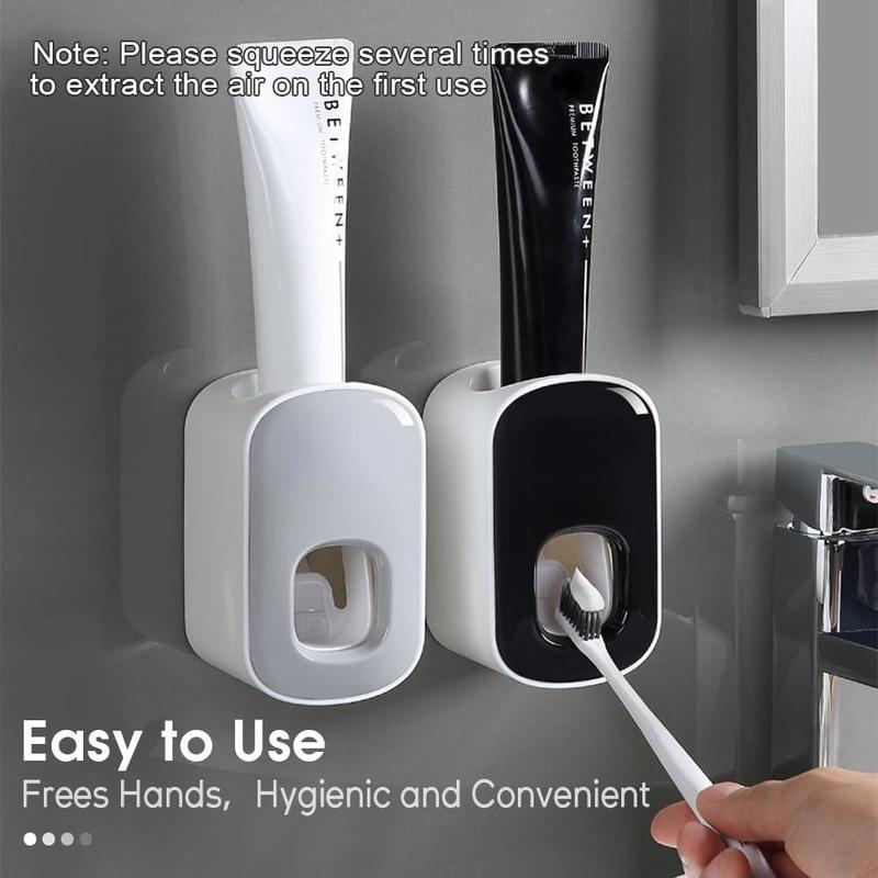 Toothpaste Dispenser Wall Mount for Bathroom Automatic Toothpaste Squeezer (Grey) Toothbrush