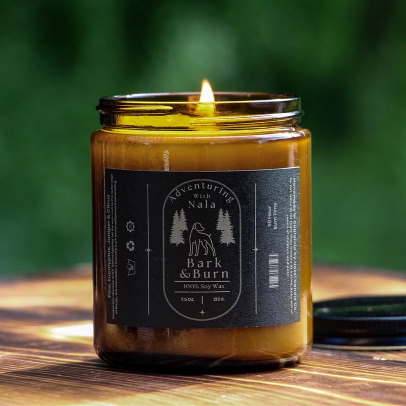 Bark & Burn Limited Edition Candle by Adventuring with Nala - Woodsy Scented, Handmade with Natural Soy Wax Decor Fragrance