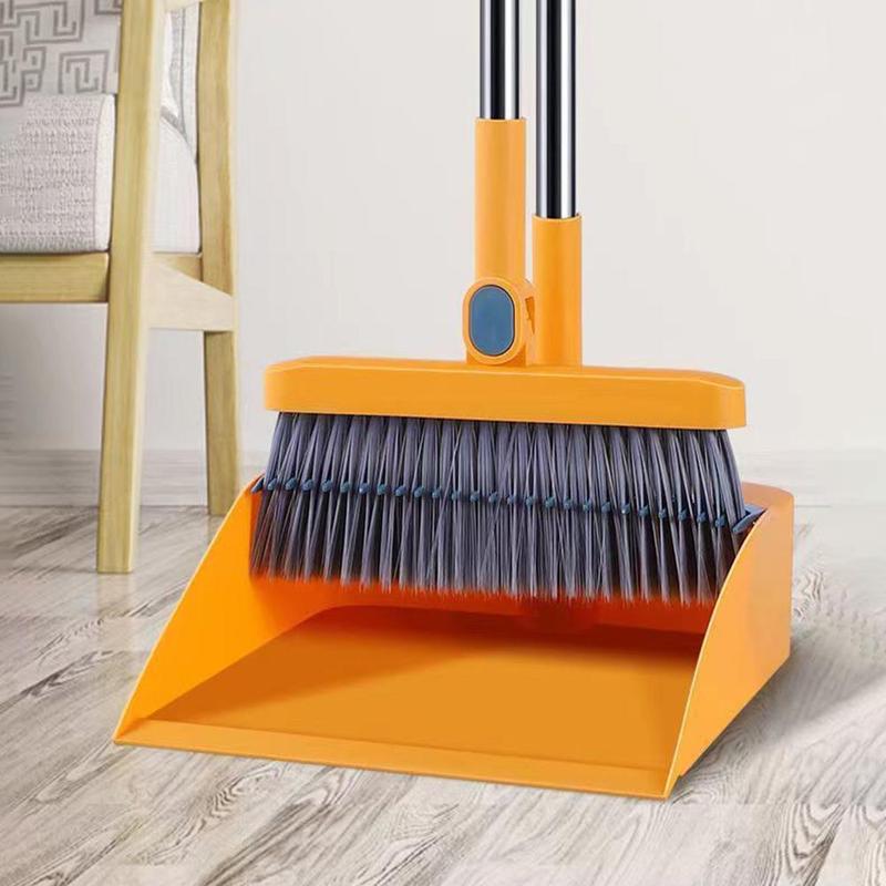 Long Handle Rotatable Broom & Dustpan Set, 1 Set Efficient Floor Cleaning Tool with Comb Tooth for Hard Floors, Perfect for Home, Kitchen, Bedroom, Office, and Outdoor