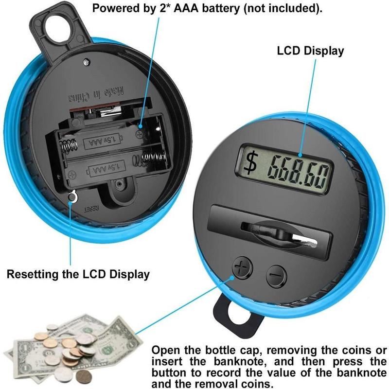 Counting Coin Bank without Battery, Large Capacity Saving Challenge Jar with Lcd Display and Lock, Cash Saving Box, Creative Coin Storage Box, Adjustable Amount Piggy Bank, Boyfriend Gifts, Room Decor