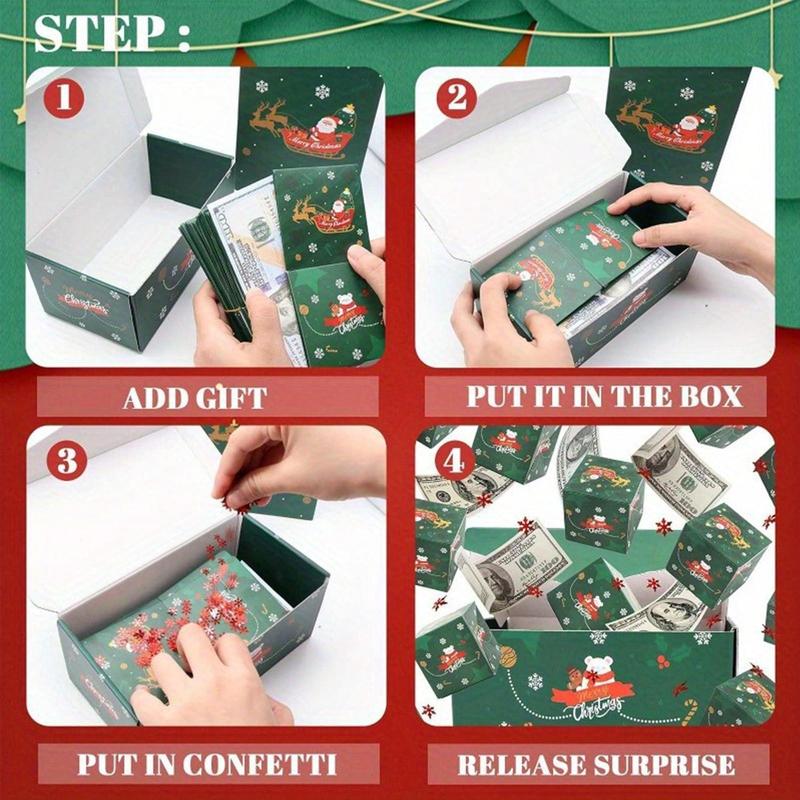 Christmas Surprise Bounce Box, 1 Set Cartoon Gift Box with Bags, Party Supplies for Birthday Anniversary Wedding Graduation