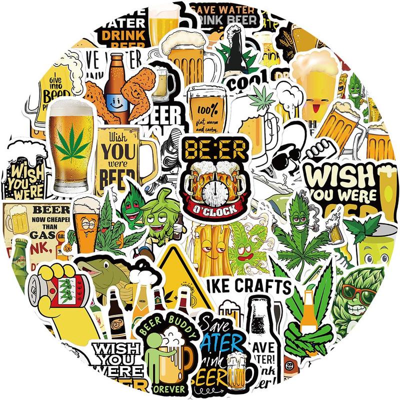 Beer Pattern Sticker (200pcs), Creative Beer Sticker, Decorative Sticker for Phone Case, Computer, Guitar, Bag, Water Cup, Scrapbook