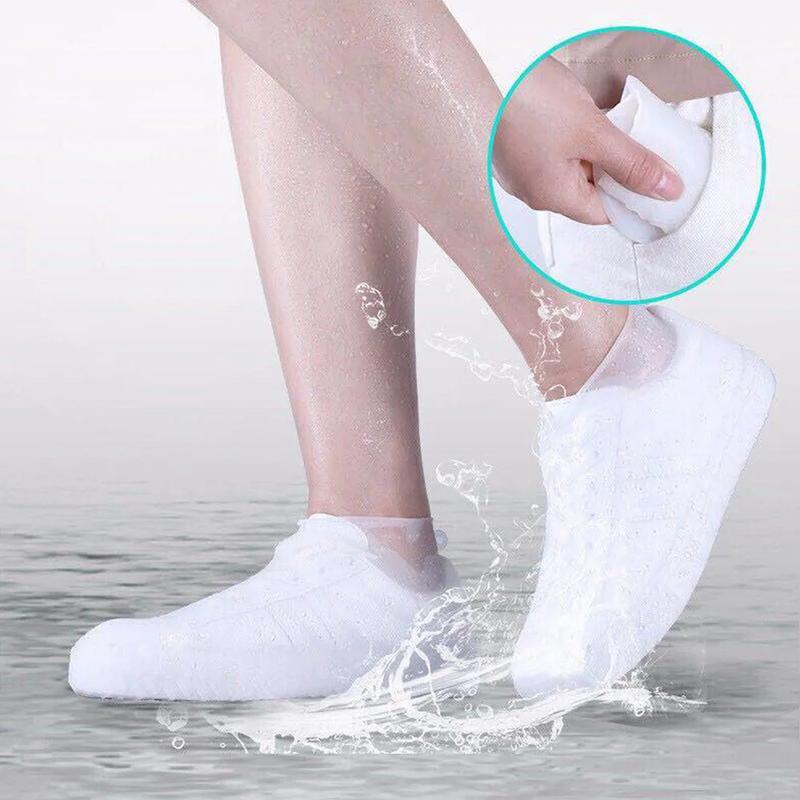 2pcs Waterproof Non-slip Silicone Shoe High Elastic Wear-resistant Unisex Rain Boots for Outdoor Rainy Day Reusable Shoe Cover