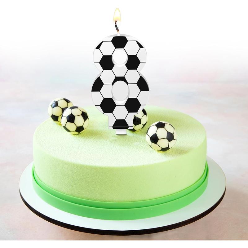 Soccer Number Candles Soccer Birthday Candles Soccer Ball Cake Topper Decorations for Kids Adults Numeral Anniversary Celebrations Supplies (Number 8)