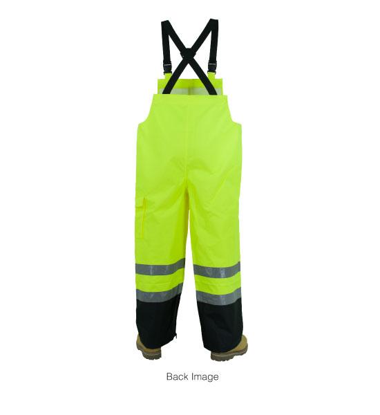 HI-VIS RAINWEAR BIB PANTS With Elastic suspenders with release buckles   High visibility reflective water resistant BIB PANTS