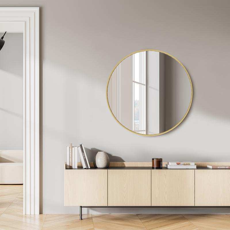 Round Wall Mirror, Bathroom Mirrors for Over Sink, Circle Mirror for Bathroom, Entryway, Bedroom, Vanity