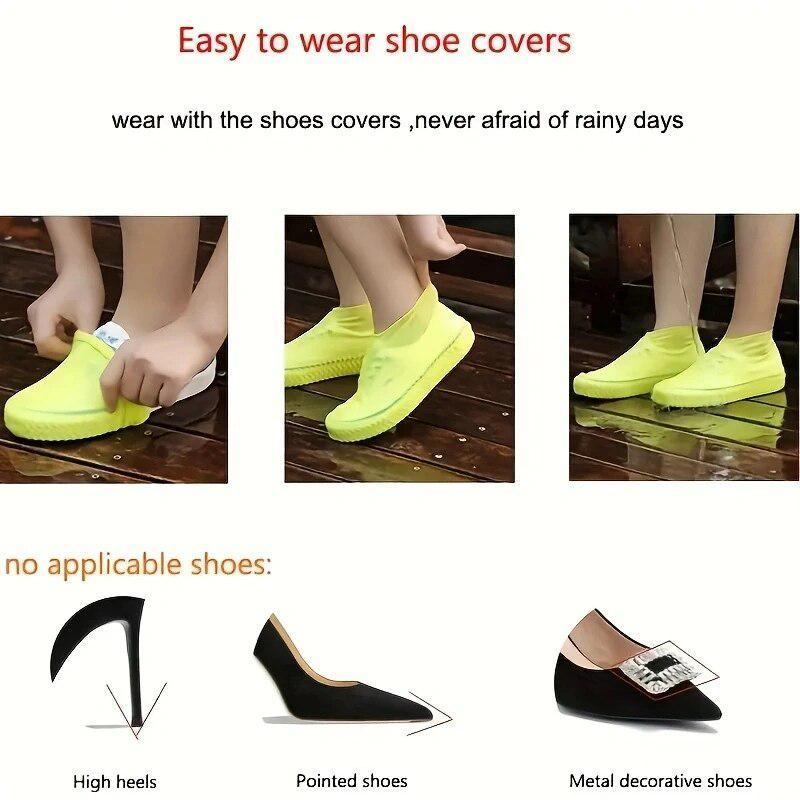 1 Pair Rubber Rain Boot Overshoes For Outdoor Use Silicone Waterproof Shoe Covers Rainy Day Shoe Cover Reusable Non Slip Rain Lightweight Resistance