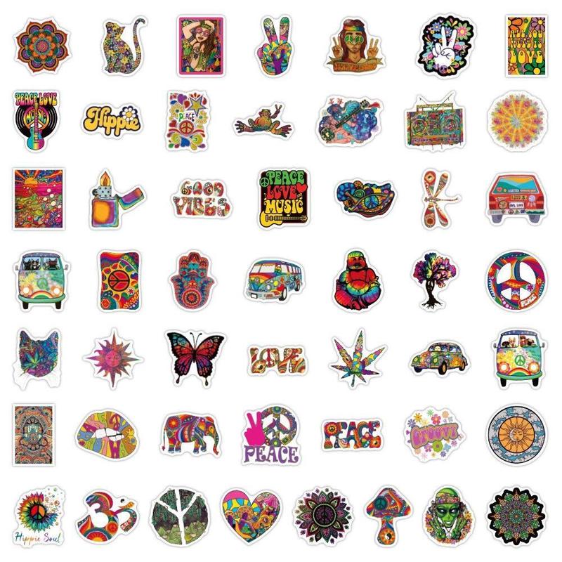 Ethnic Pattern Series Graffiti Stickers, 50pcs pack Vintage Style Waterproof Decorative Stickers, DIY Creative Toys, Decor Stickers for Water Bottles, Laptop, Scrapbooking