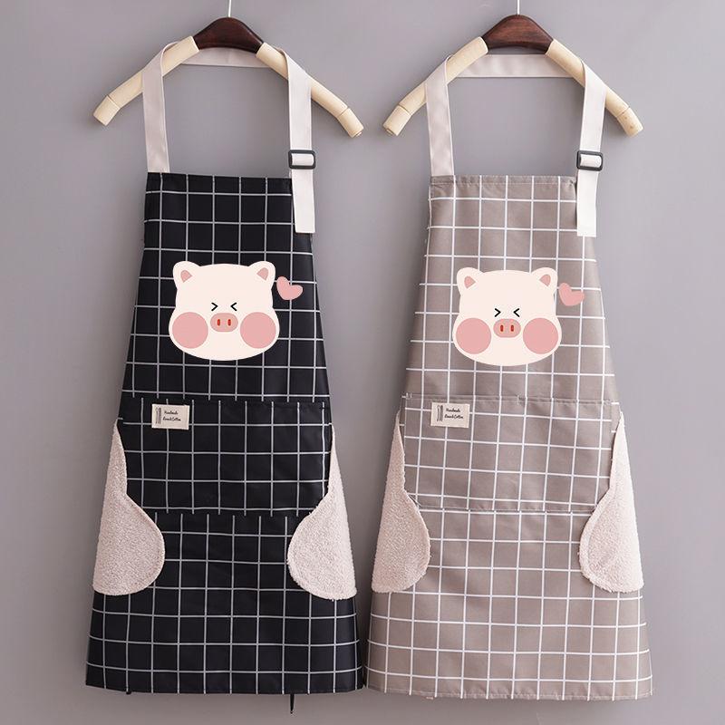 Cute New Women's Apron Waterproof Oil-Proof Cooking Kitchen Home Western Style Work Clothes Japanese Fashion Printing