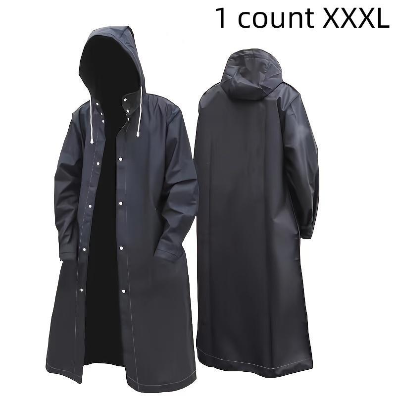 Waterproof Long Raincoat, 1 Count Thickened Raincoat with Hood, Fashionable Raincoat for Men & Women, Outdoor Sports Equipment