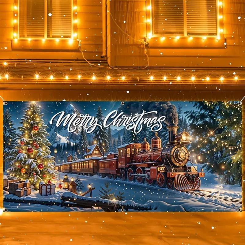 Christmas Themed Garage Door Cover, 1 Count Snowproof & Windproof Garage Door Banner, Festive & Party Supplies for Indoor & Outdoor