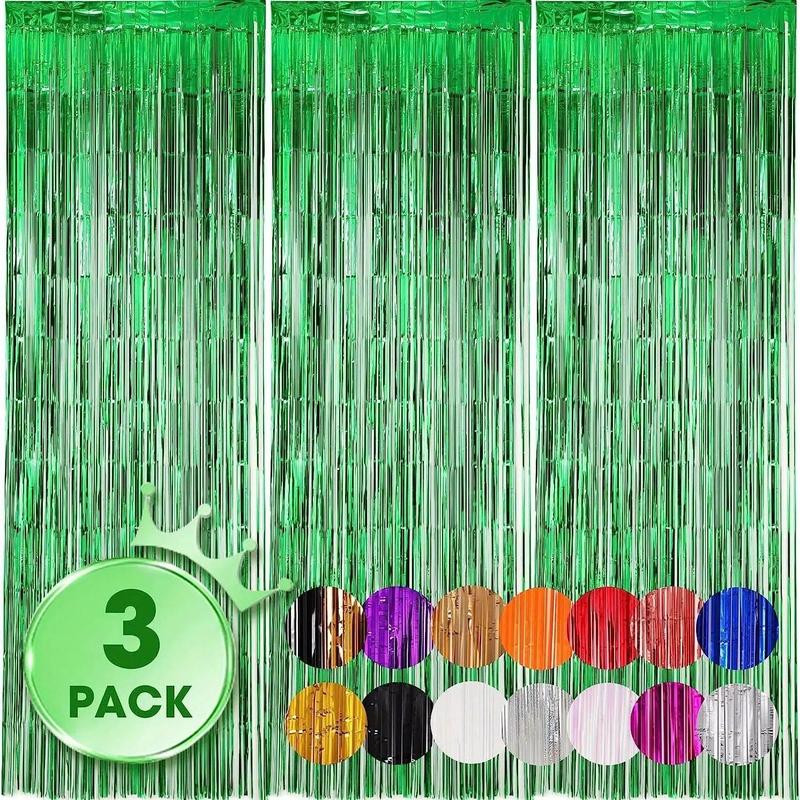 Party Backdrop Foil Curtain for Mean Girls Decorations, 3 Counts Glitter Tassel Curtain, Decorative Curtain for Home Birthday Party Wedding Anniversary