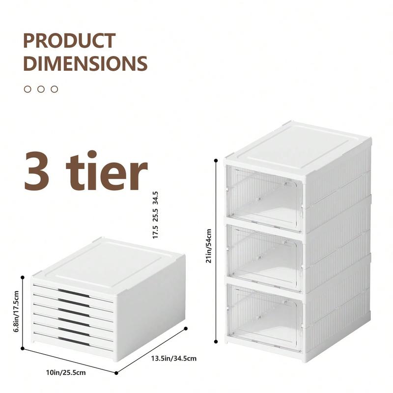 Portable Shoe Rack Organizer Stackable Sneaker Shoe Storage Cabinet With Clear Door Large Storage Containers Bins With Lids Boxes Collapsible Case